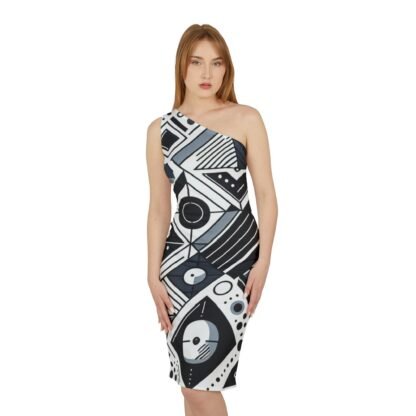 ARVVE Motion-Modern Abstract Design-One-Shoulder Dress