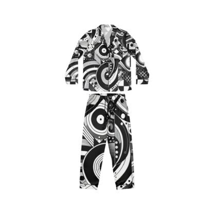 ARVVE Motion Chic Black & White Satin Pajamas for Women - Image 5