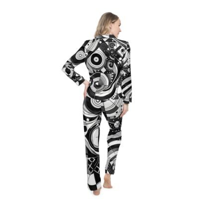 ARVVE Motion Chic Black & White Satin Pajamas for Women - Image 2