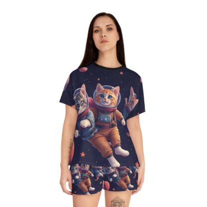 ARVVE Motion Cosmic Cat Women's Short Pajama Set - Comfy