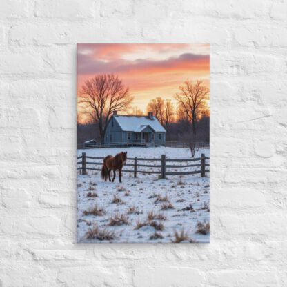 ARVVE Motion Winter Scene with Horse and House Canvas